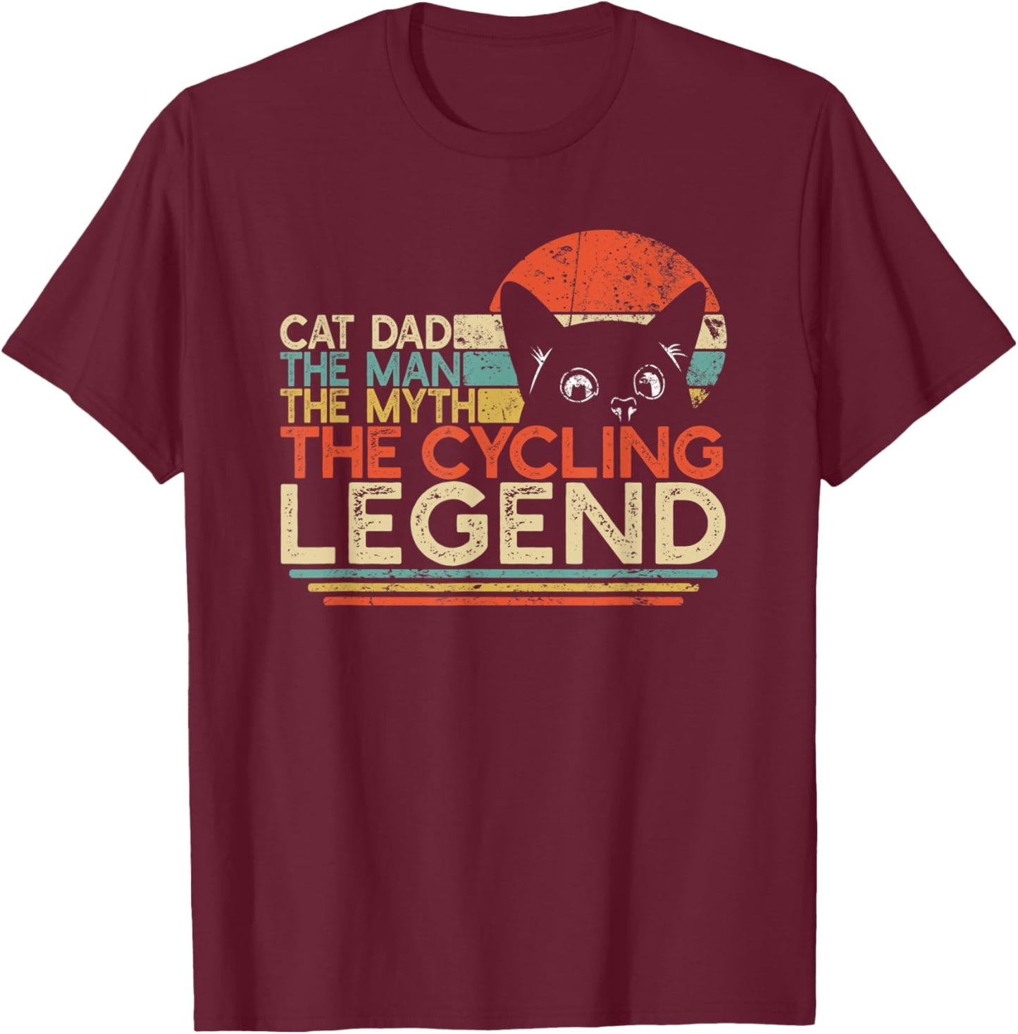 Bike Cyclist Gift | Cat Dad Man Myth Cycling Legend T-Shirt - T-Shirt | Maroon