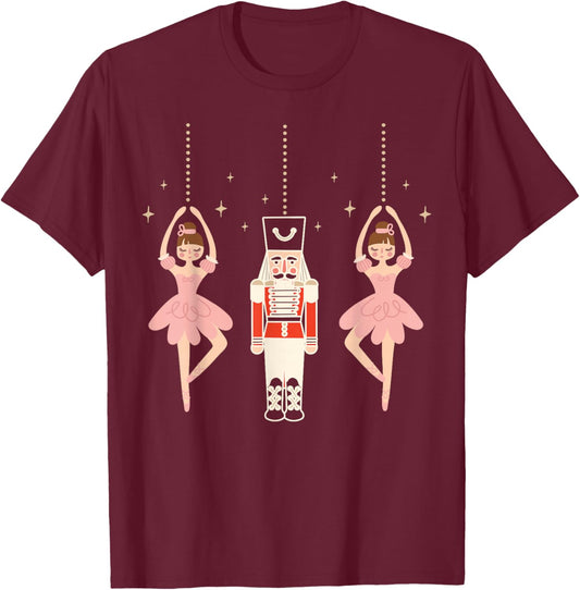 Christmas Nutcracker Squad Ballet Dance Women Kids Girls T-Shirt - T-Shirt | Maroon