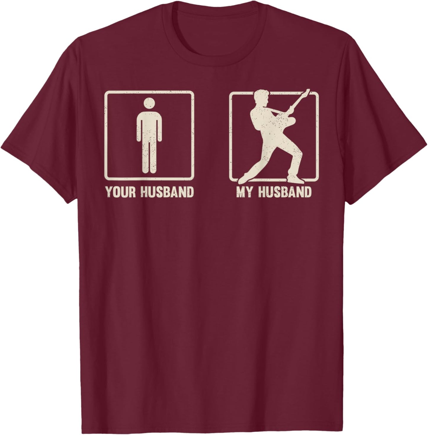 Vintage My Husband Plays Guitar Music Lover T-Shirt - T-Shirt | Maroon