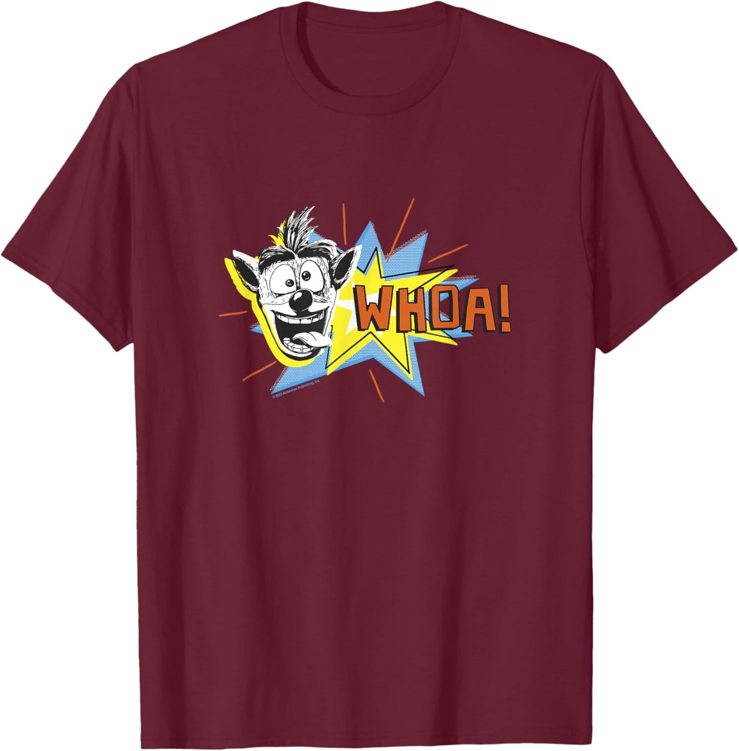 Crash Bandicoot Retro Nineties Pop Art Comic Crash Whoa! T-Shirt - T-Shirt | Maroon