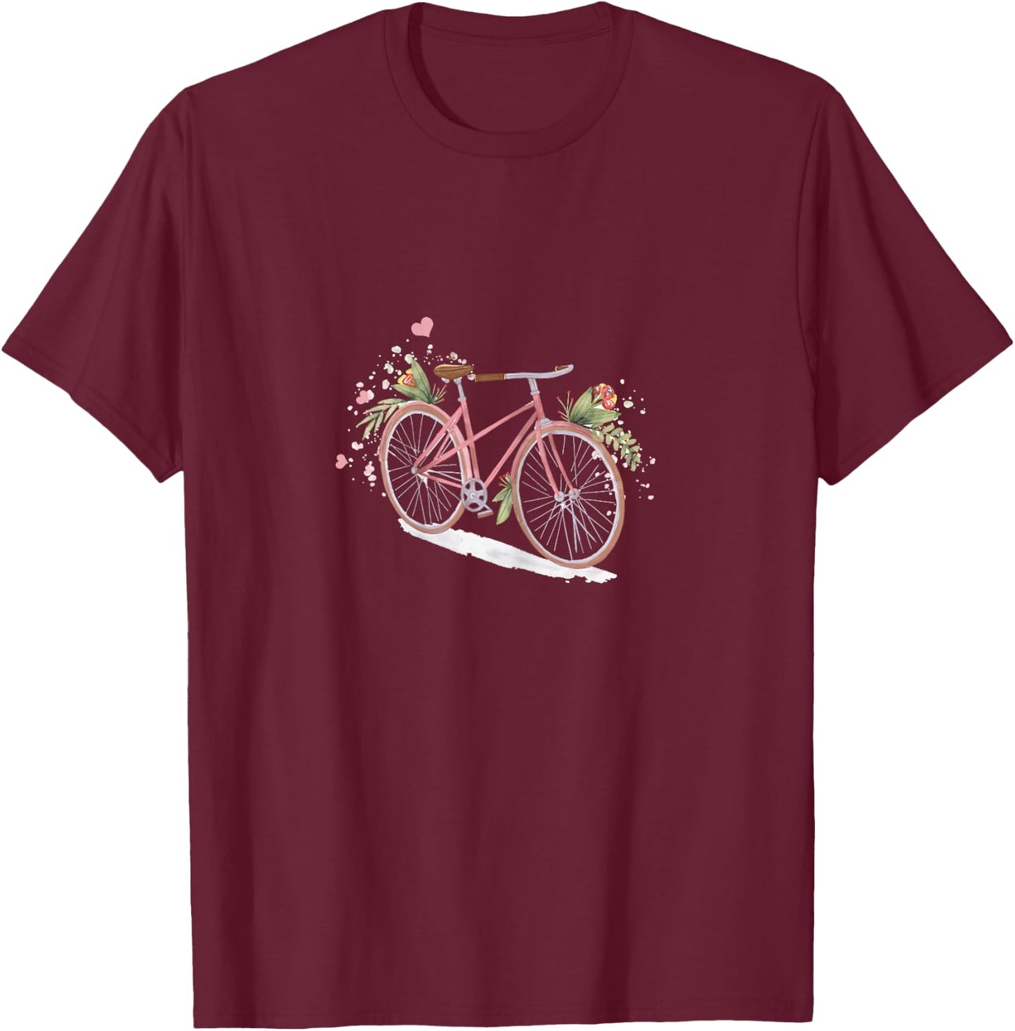 Bicycle Flowers Women's Bike Riding Cyclist Gift T-Shirt - T-Shirt | Maroon