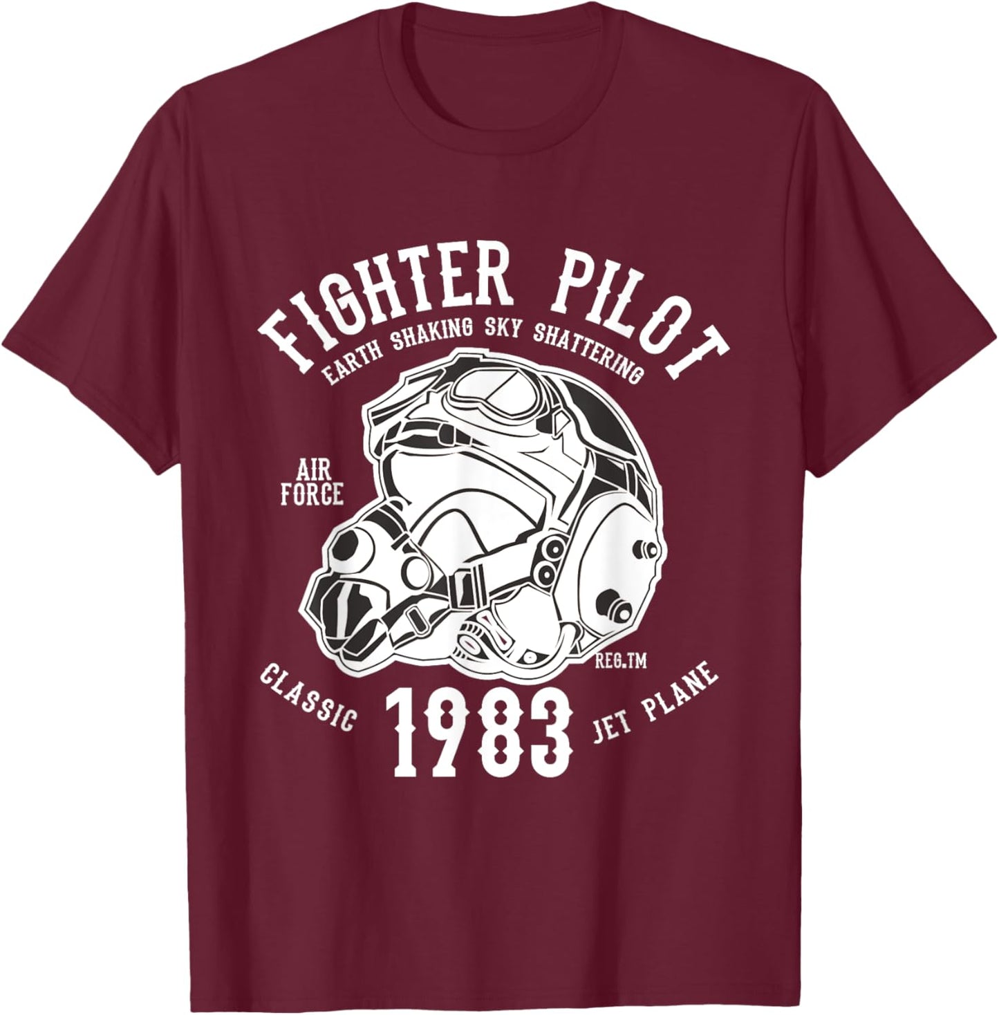 Fighter Pilot Helmet Army T-Shirt - T-Shirt | Maroon