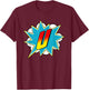 Letter U Superhero Name Comic Letter Retro Costume T-Shirt - T-Shirt | Maroon