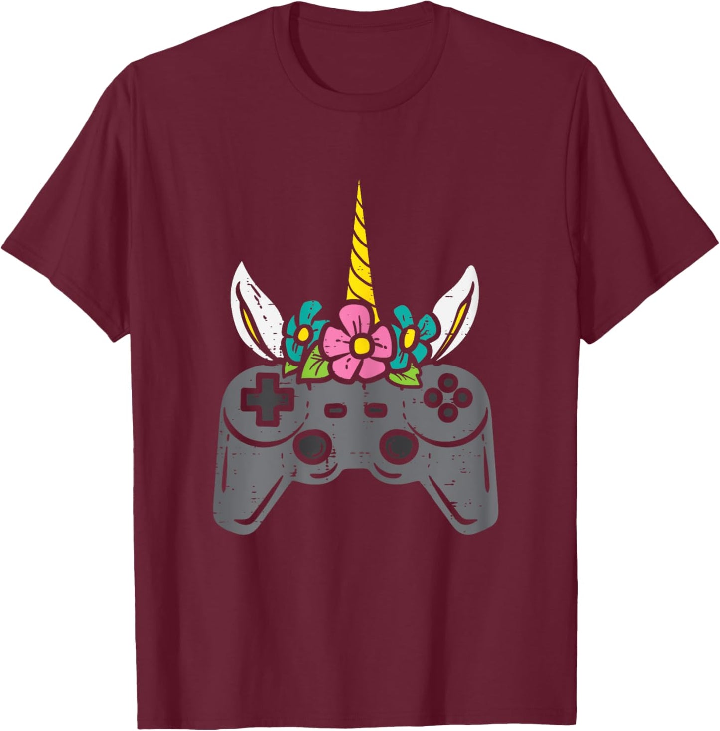 Gamer Controller Unicorn Head Girls Kids Toddler Youth Women T-Shirt - T-Shirt | Maroon