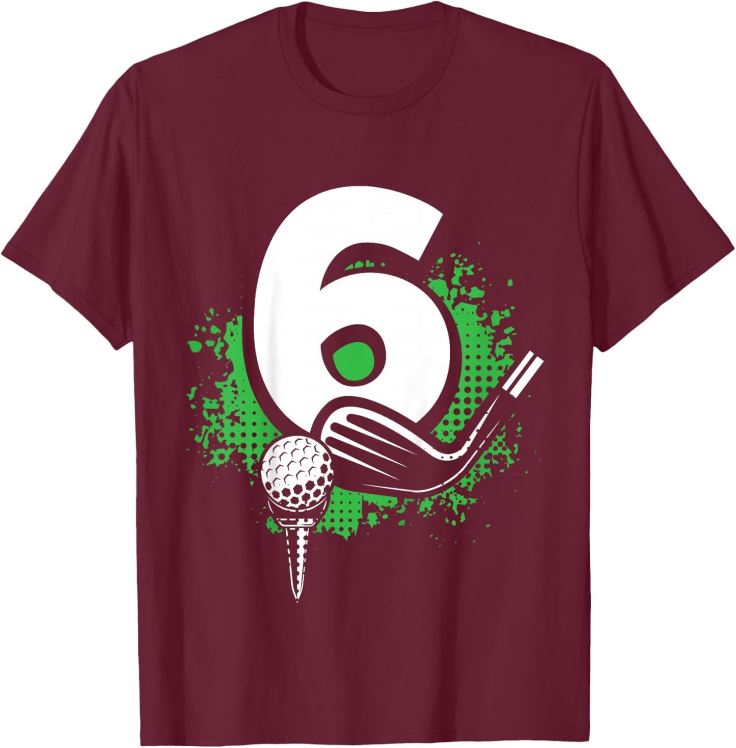 Kids 6th Birthday Boy Golf Player Golf 6 Years Old T-Shirt - T-Shirt | Maroon