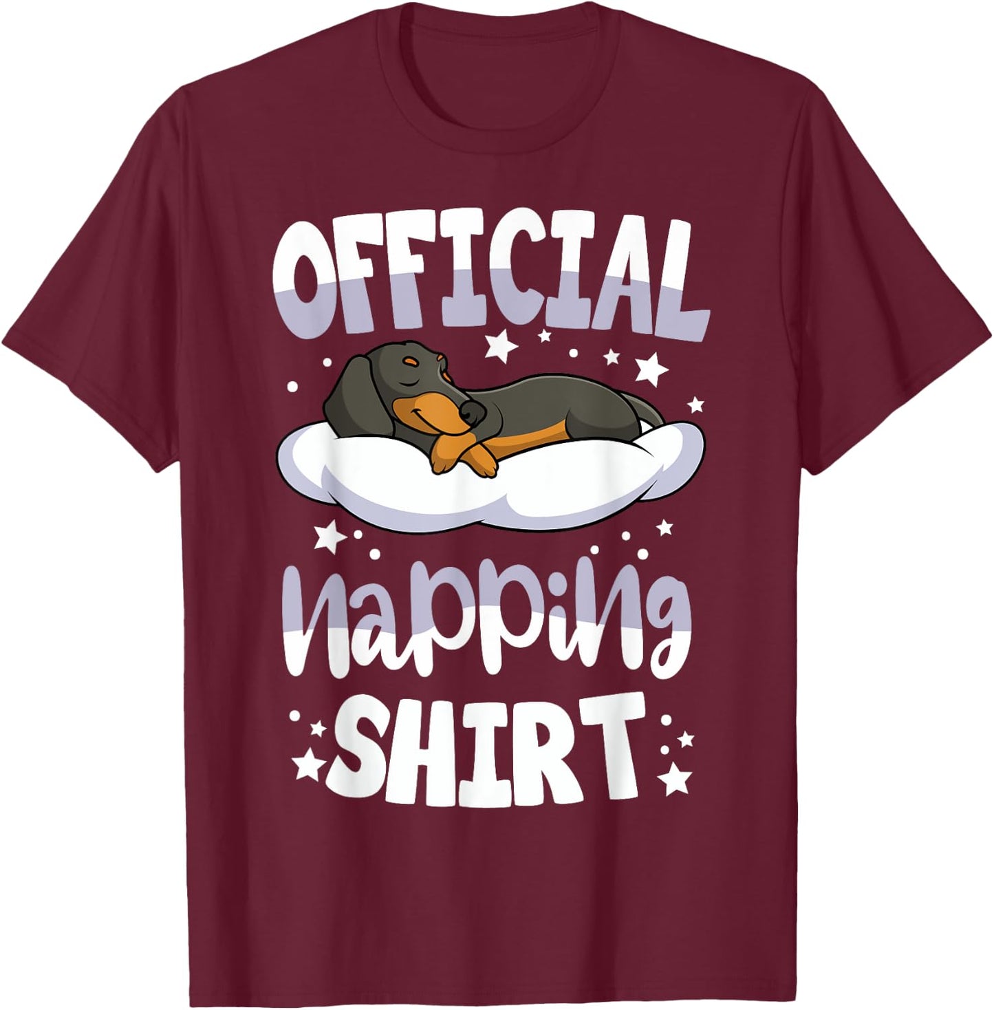 Official Napping Weiner Dog Pyjama Gift Dachshund Dog Lover Sleeping , -Adults, Black, Small, Short Sleeve T-Shirt - T-Shirt | Maroon