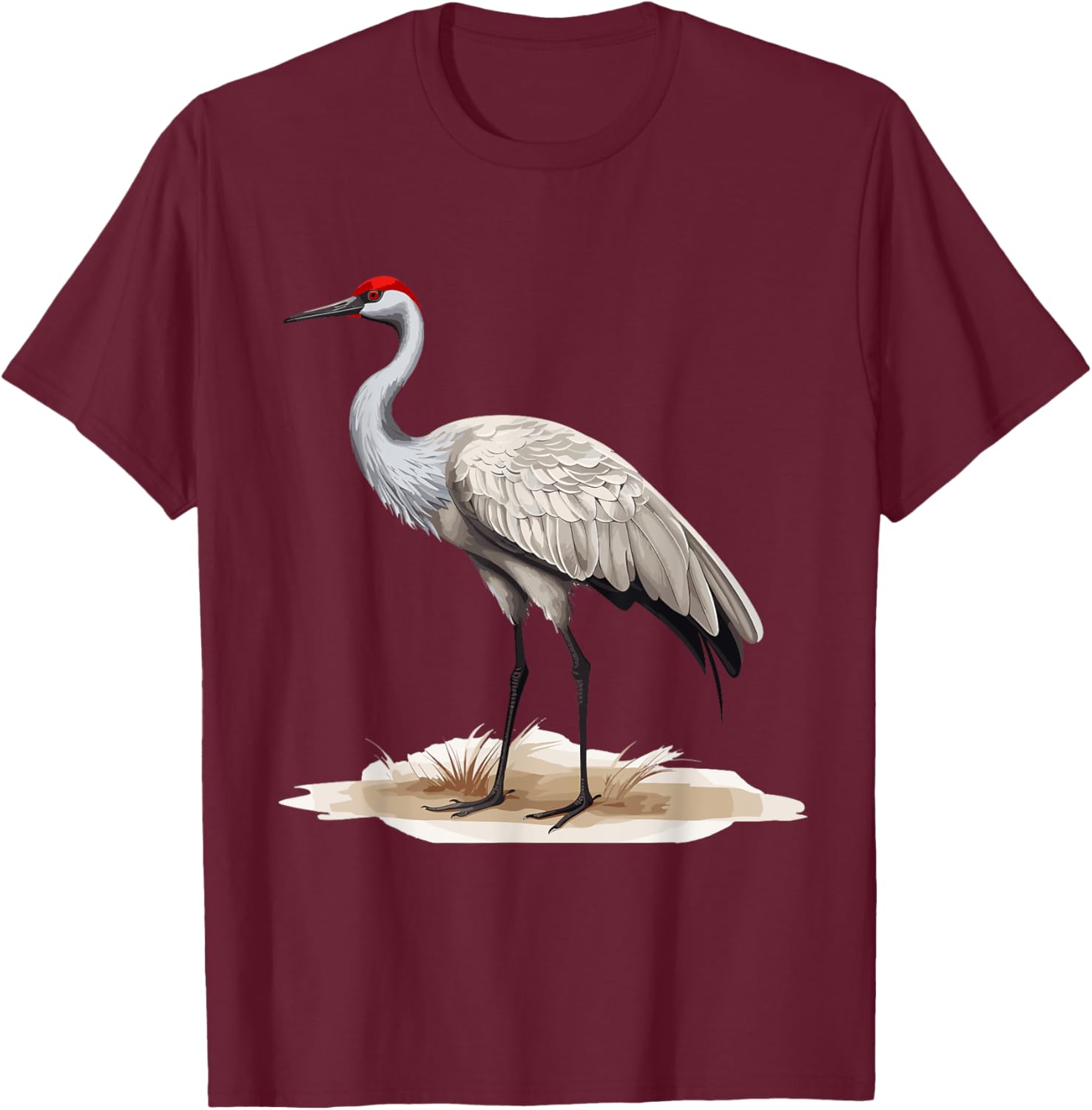 Sandhill Crane Birder Birding T-Shirt - T-Shirt | Maroon