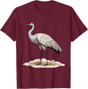 Sandhill Crane Birder Birding T-Shirt - T-Shirt | Maroon