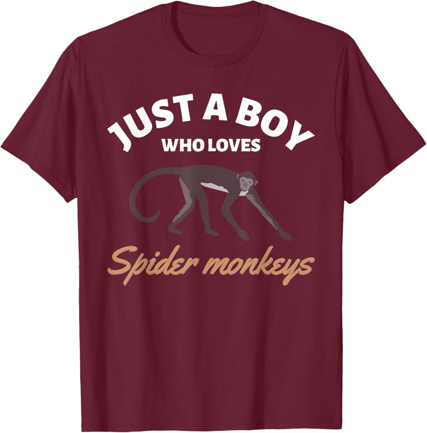 Just A Boy Who Loves Spider Monkeys Endangered Monkey T-Shirt - T-Shirt | Maroon