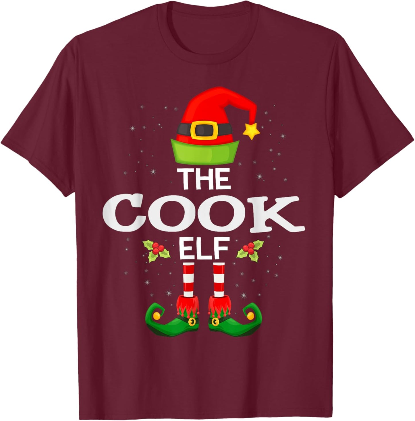 The Cook Elf Christmas Family Matching Pajama T-Shirt - T-Shirt | Maroon