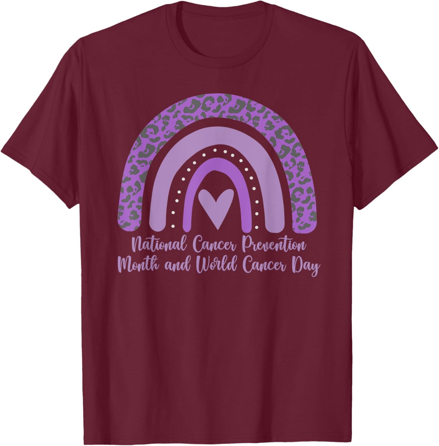 lavender rainbow Cancer Prevention Month World Cancer Day T-Shirt - T-Shirt | Maroon