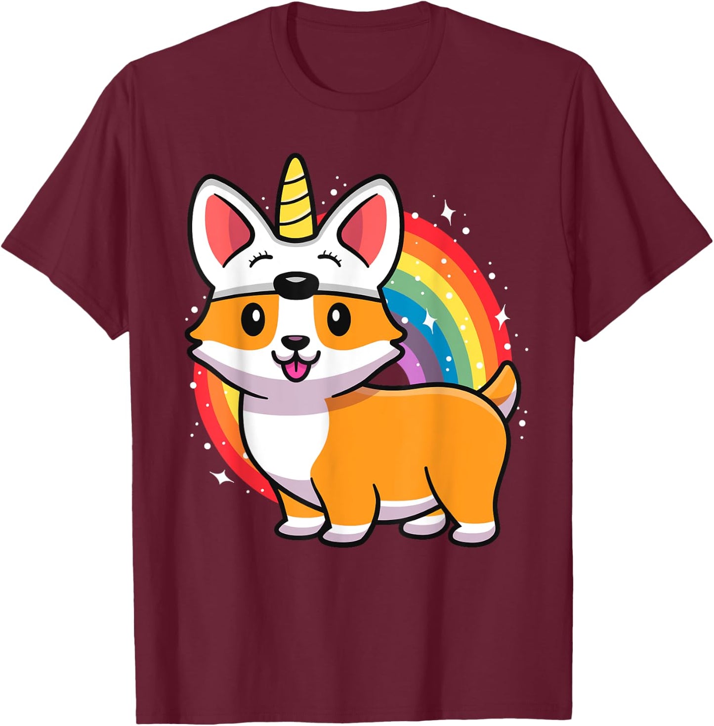 Corgicorn Unicorn Corgi Shirt For Kids Funny Rainbow Corgi T-Shirt - T-Shirt | Maroon