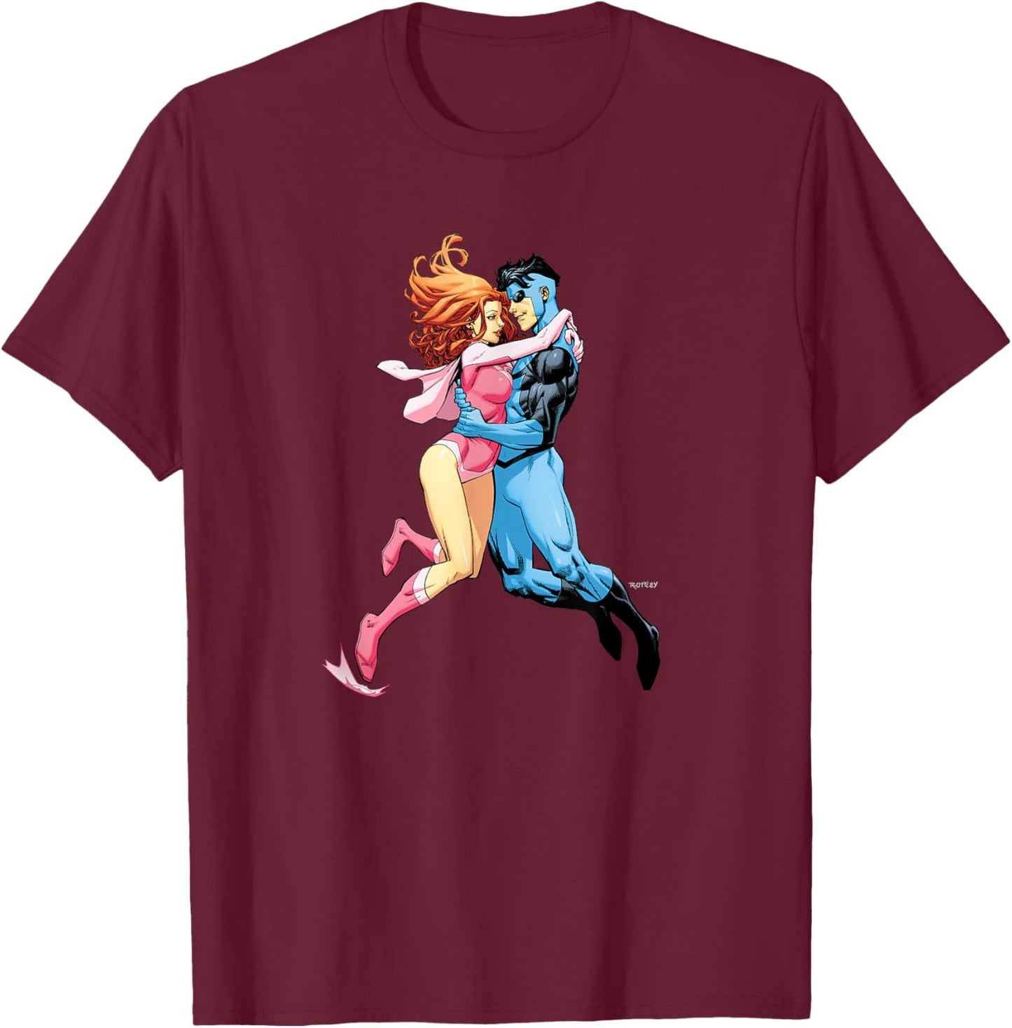 INVINCIBLE -Adults Black Cartoon , Small T-Shirt - T-Shirt | Maroon