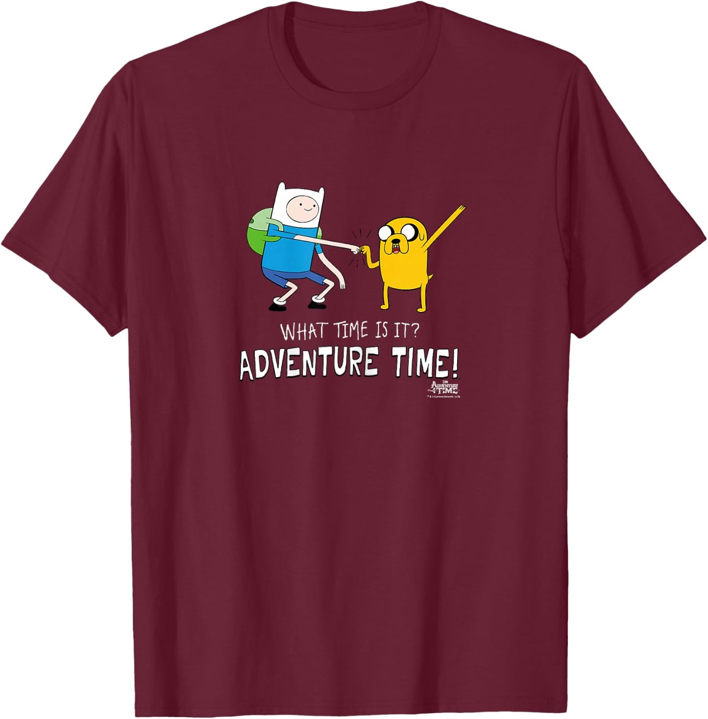 Adventure Time Finn and Jake Fist Bump T-Shirt - T-Shirt | Maroon