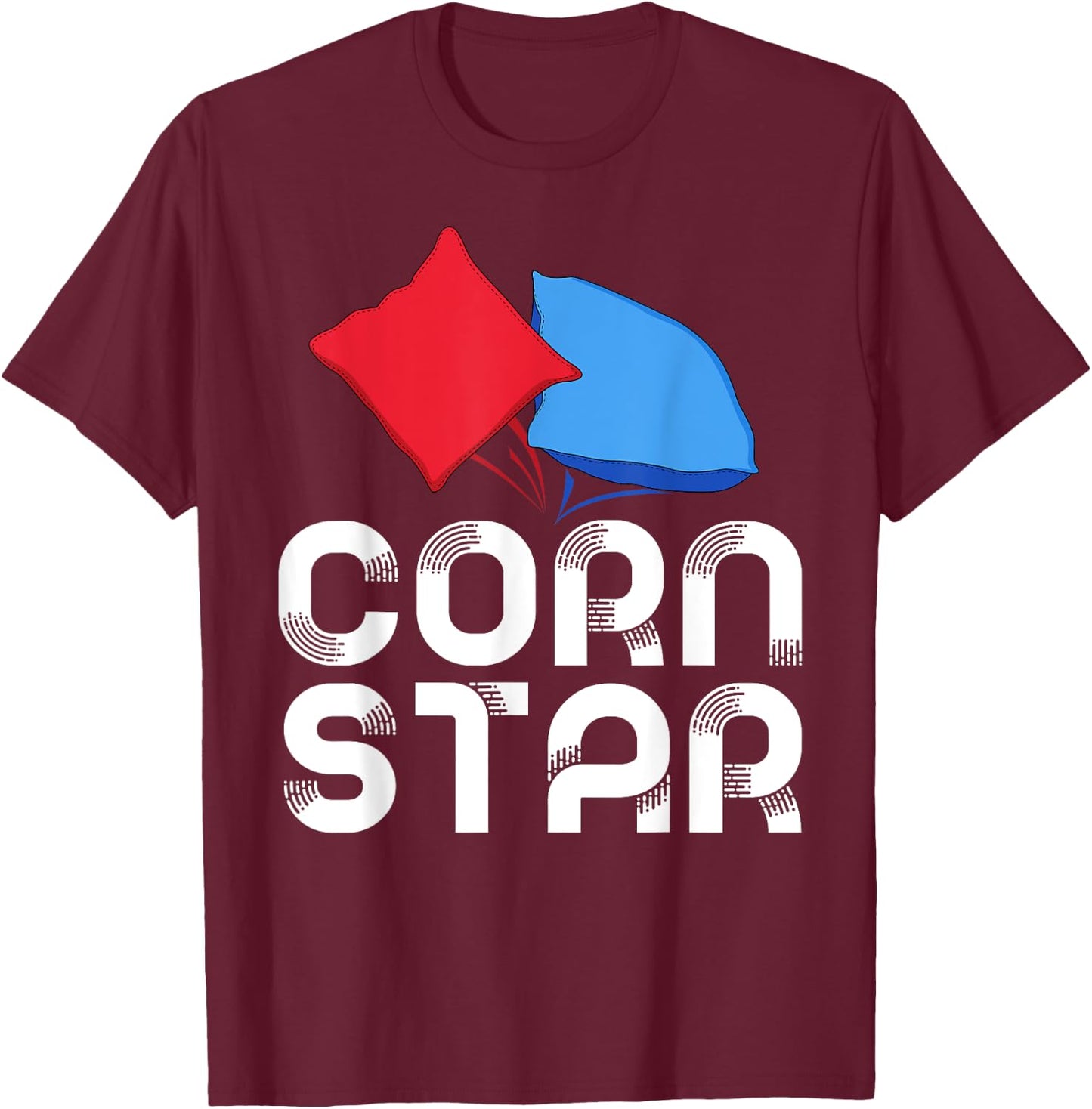 Corn Star Cornhole Tournament Bean Bag Sack Toss Winner T-Shirt - T-Shirt | Maroon