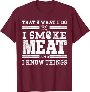 Funny Pitmaster I Smoke Meat BBQ Smoker Grill Gift T-Shirt - T-Shirt | Maroon