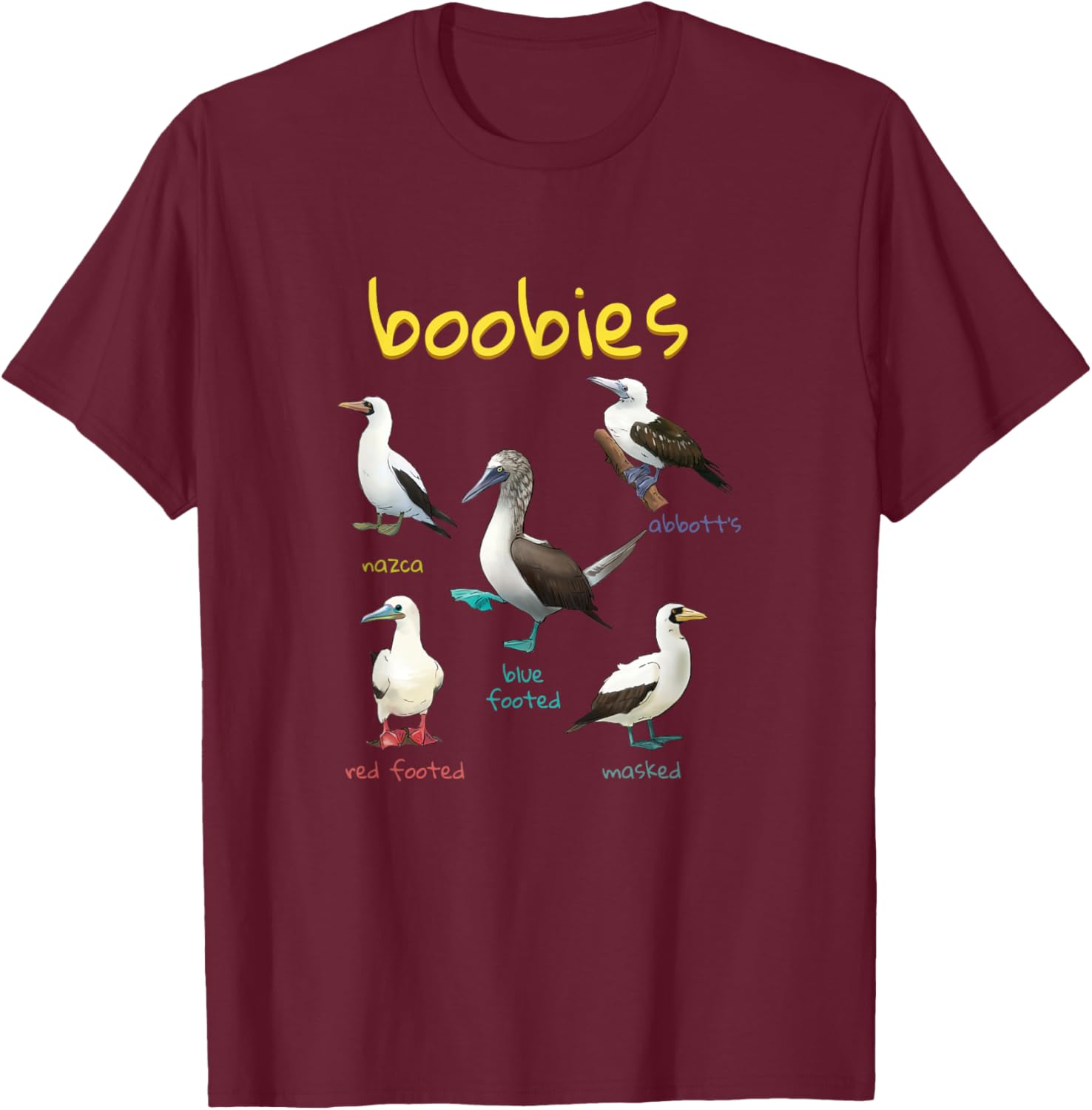 Boobie Bird Lover T-Shirt - T-Shirt | Maroon