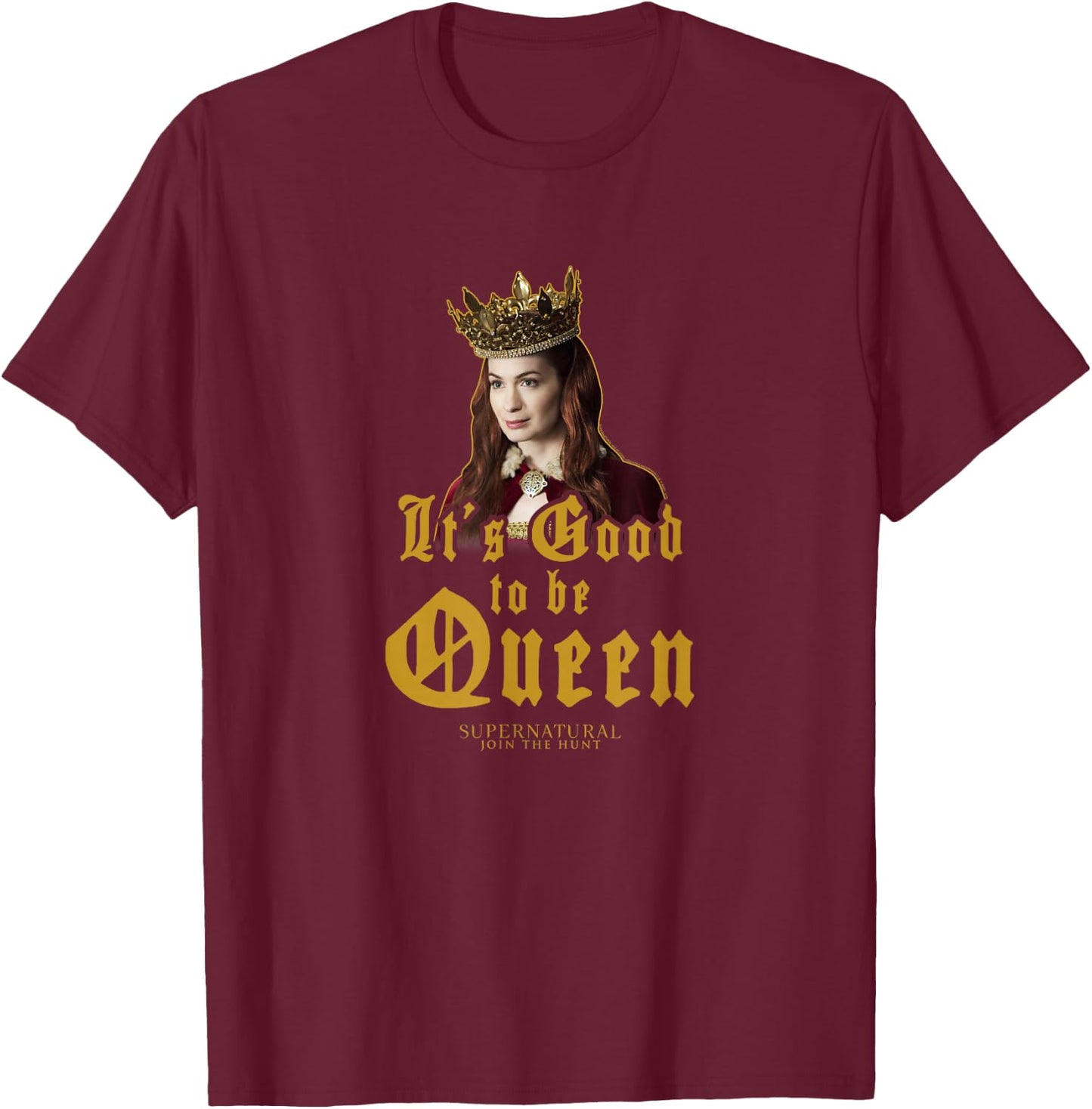Supernatural : Charlie It's Good To Be Queen - Women's Small Black Short Sleeve Cotton Polyester Modern Classic T-Shirt - T-Shirt | Maroon