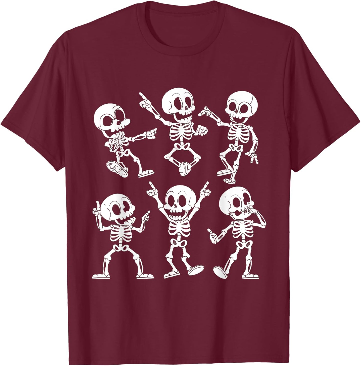 Dancing Skeletons Cute Funny Halloween Skeleton Dance T-Shirt - T-Shirt | Maroon