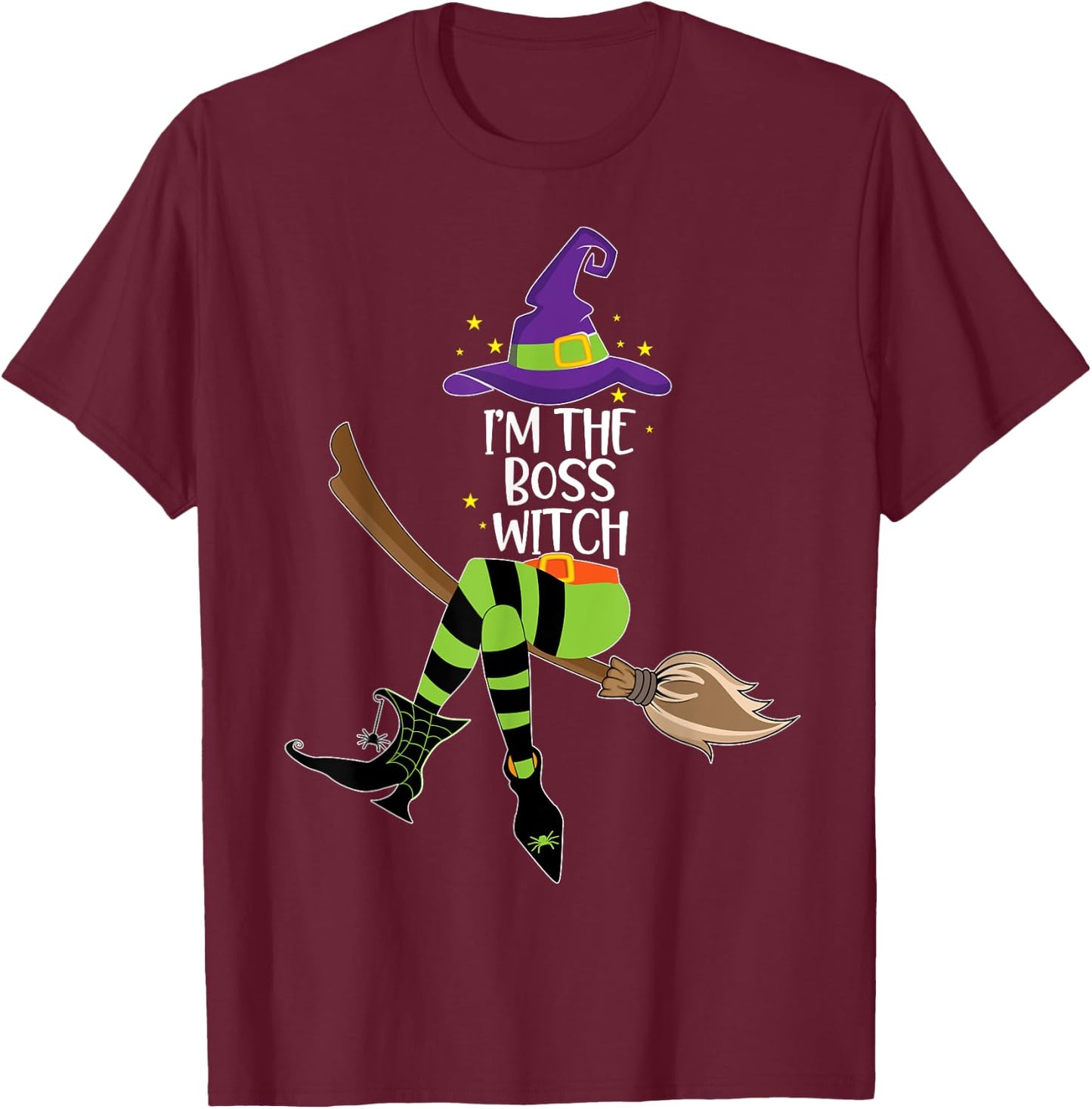 Im the Boss Witch Shirt Halloween Matching Group Costume T-Shirt - T-Shirt | Maroon