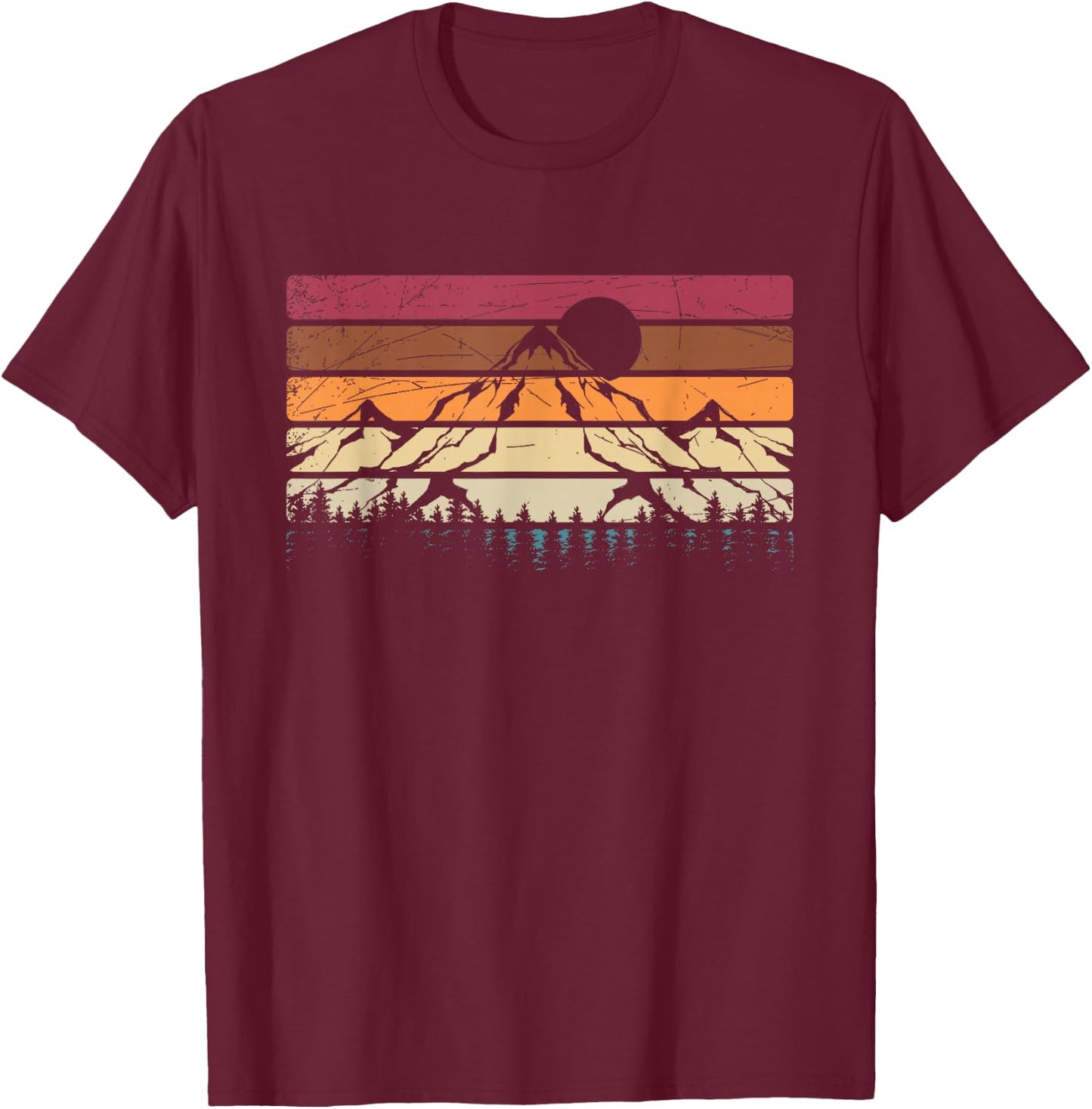 Mountain Hiking Mountain Hiker Nature Retro Forest T-Shirt - T-Shirt | Maroon