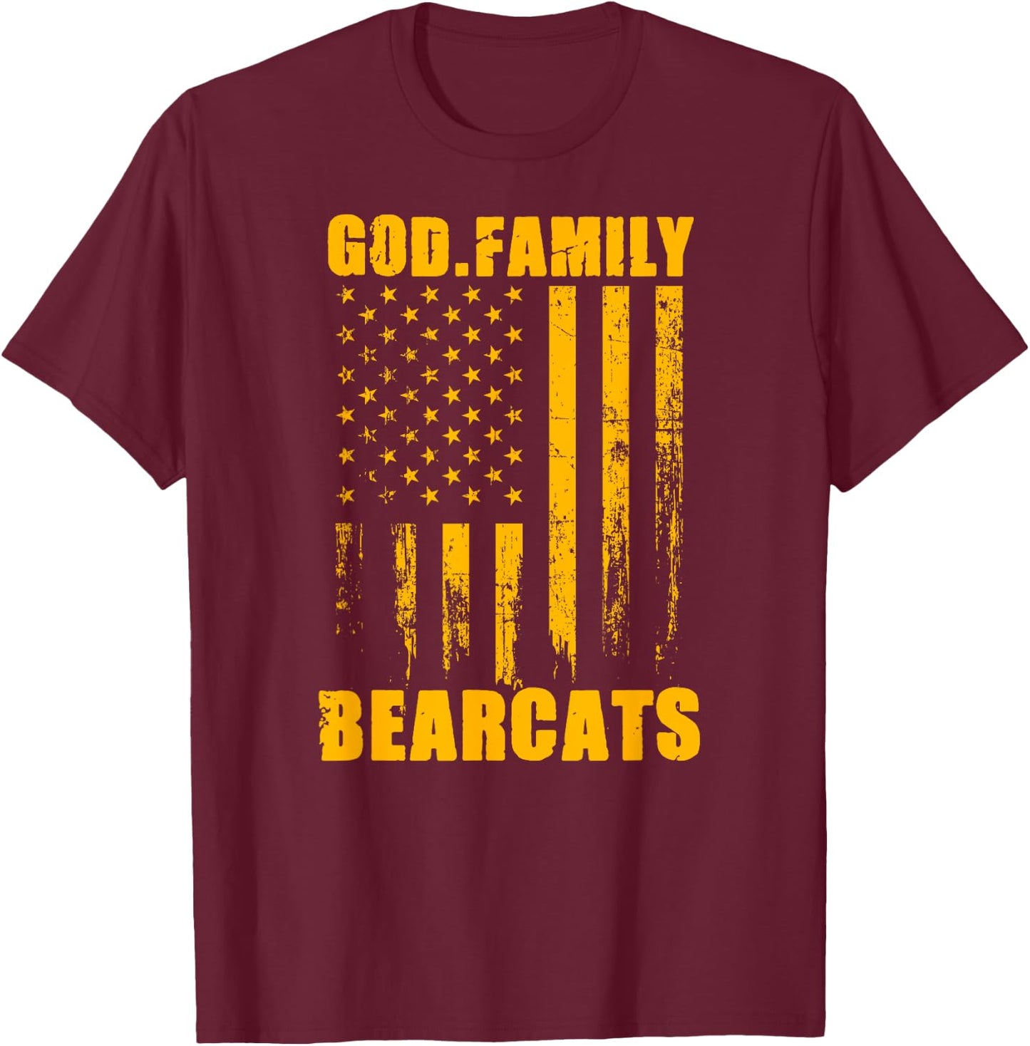 Whitesboro Bearcats God. Family. Vintage USA Flag T-Shirt - T-Shirt | Maroon