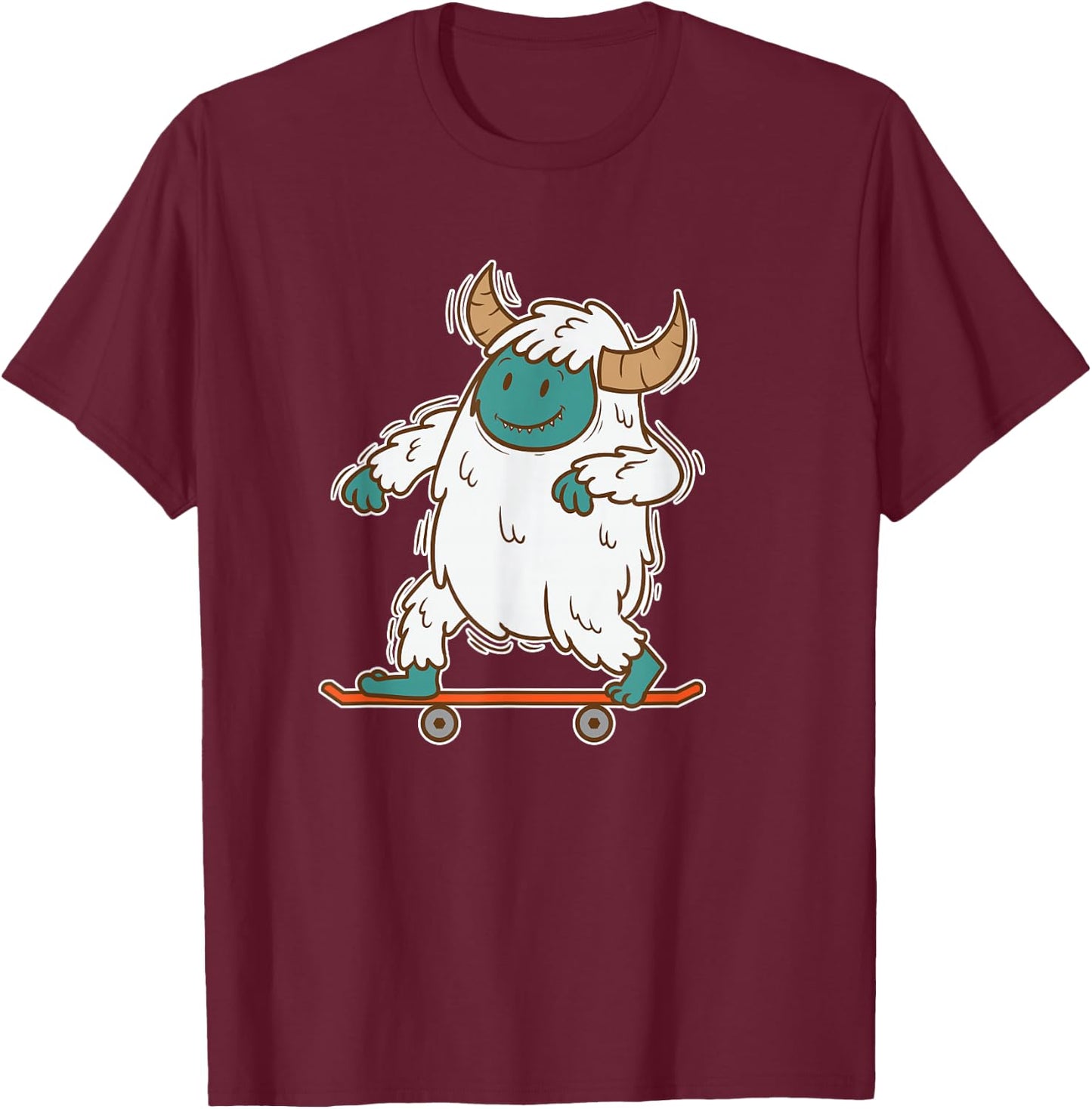Yeti skating Snowman T-Shirt - T-Shirt | Maroon