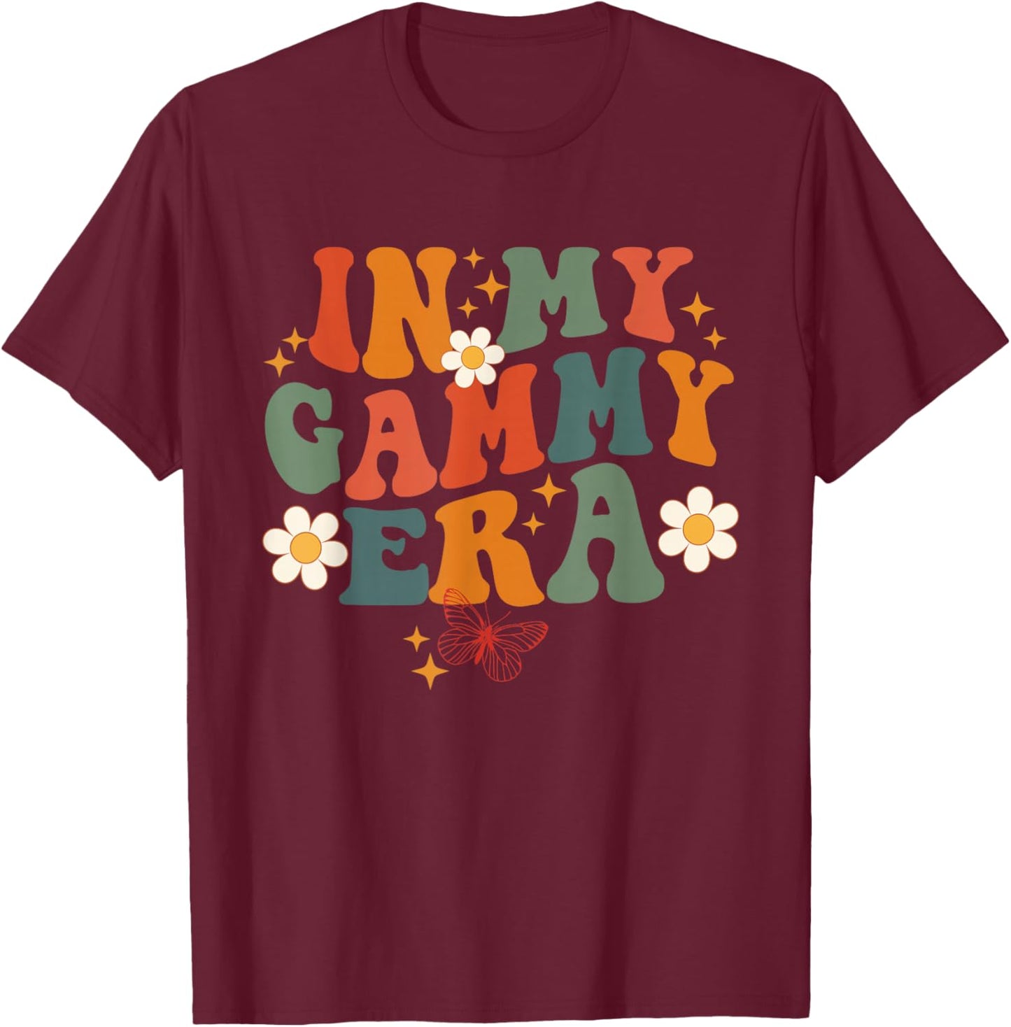 in My Gammy Era Retro Groovy Family Grandma Mother's Day T-Shirt - T-Shirt | Maroon