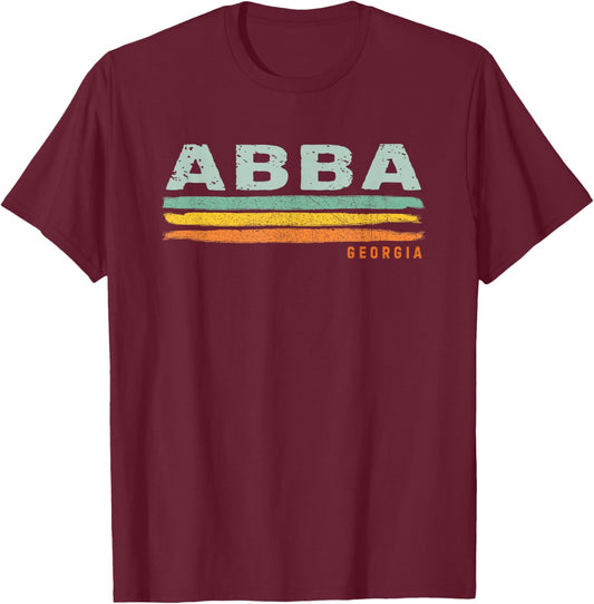 Vintage Stripes Abba GA T-Shirt - T-Shirt | Maroon
