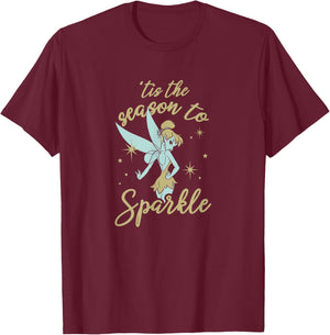 Disney Peter Pan Christmas Tinker Bell The Season To Sparkle T-Shirt - T-Shirt | Maroon