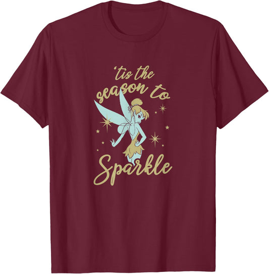 Disney Peter Pan Christmas Tinker Bell The Season To Sparkle T-Shirt - T-Shirt | Maroon