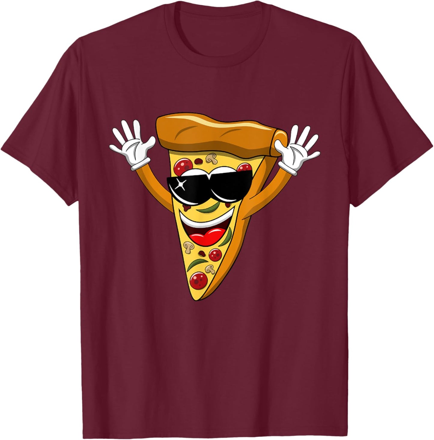 Funny Dancing Dab Pizza T-Shirt - T-Shirt | Maroon