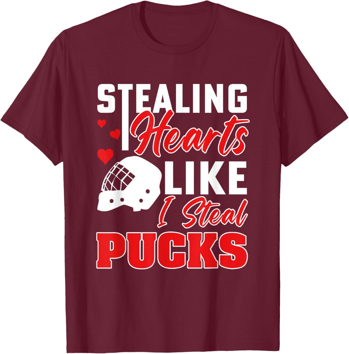 Stealing Heart Like I Steal Pucks Valentines Day Hockey kids T-Shirt - T-Shirt | Maroon