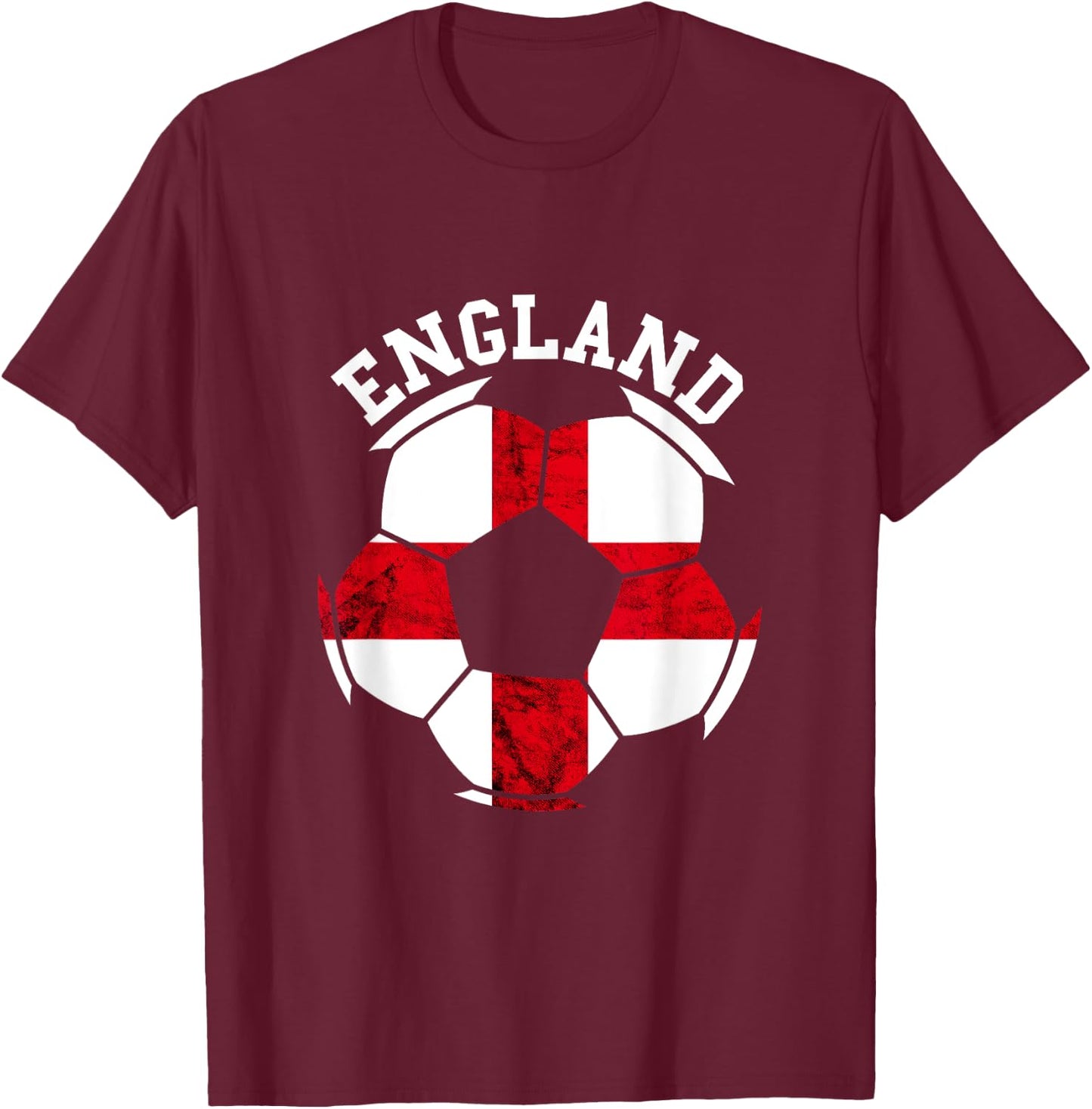 England Soccer Ball English Pride England St George's Cross T-Shirt - T-Shirt | Maroon
