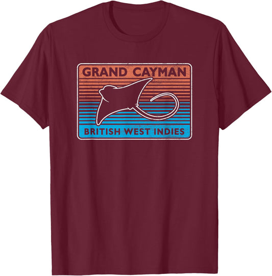 Retro Grand Cayman Islands Stingray City Scuba Diving T-Shirt - T-Shirt | Maroon