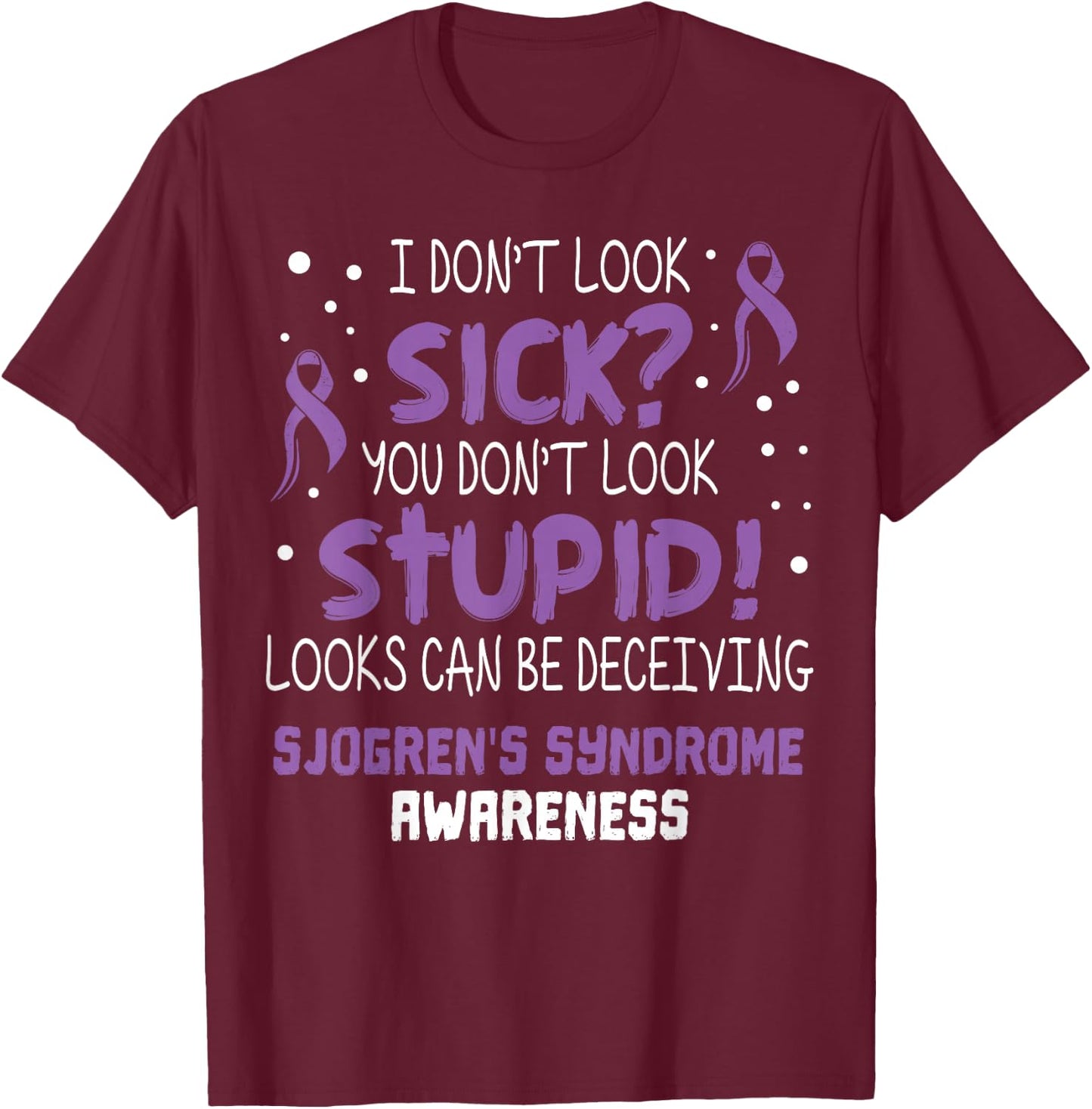 Sjogrens Syndrome Awareness Ribbon T Shirts T-Shirt - T-Shirt | Maroon