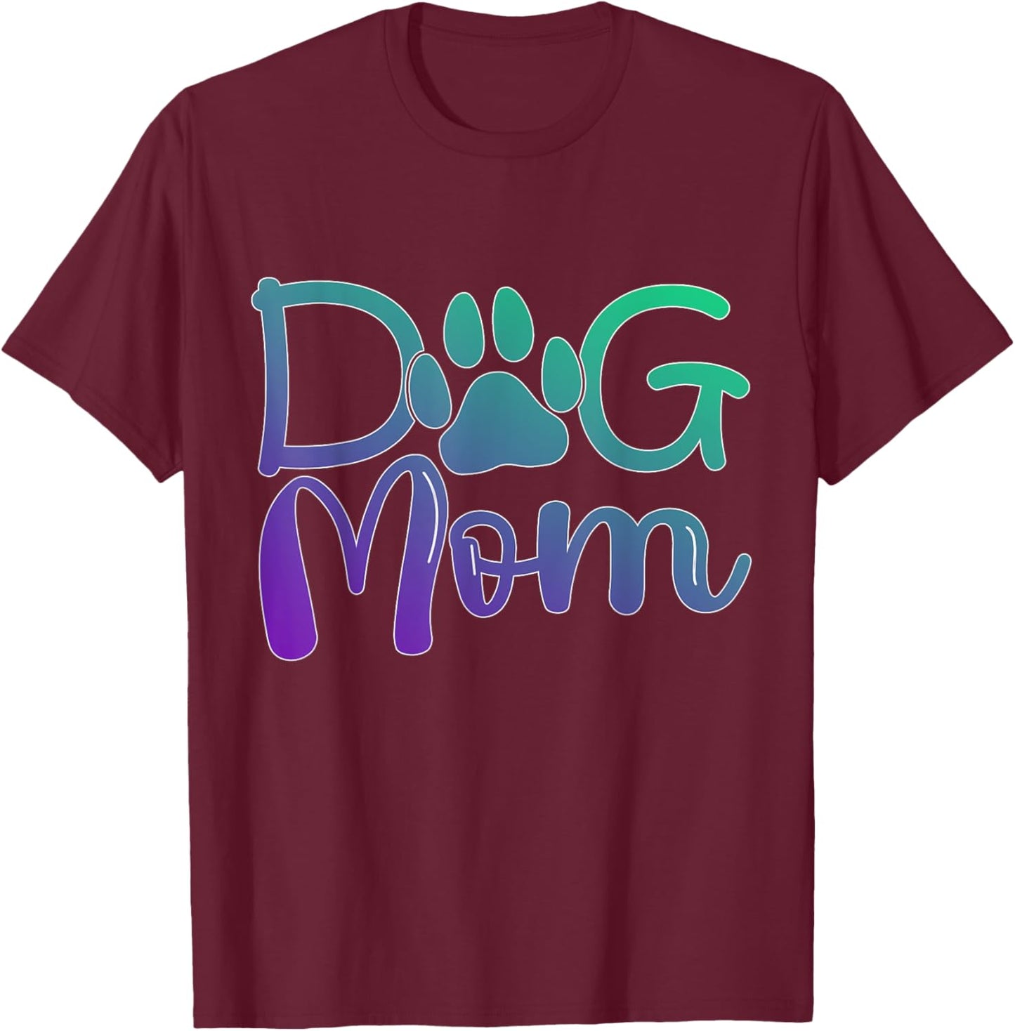 Green Purple Dog mom paw print Dogs mother owner pet lover Women Kids T-Shirt - T-Shirt | Maroon