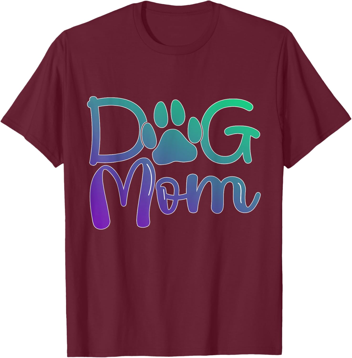 Green Purple Dog mom paw print Dogs mother owner pet lover Women Kids T-Shirt - T-Shirt | Maroon