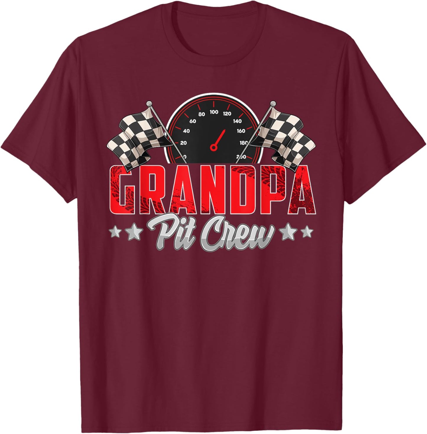Race Car Birthday Party Racing Family Grandpa Pit Crew T-Shirt - T-Shirt | Maroon