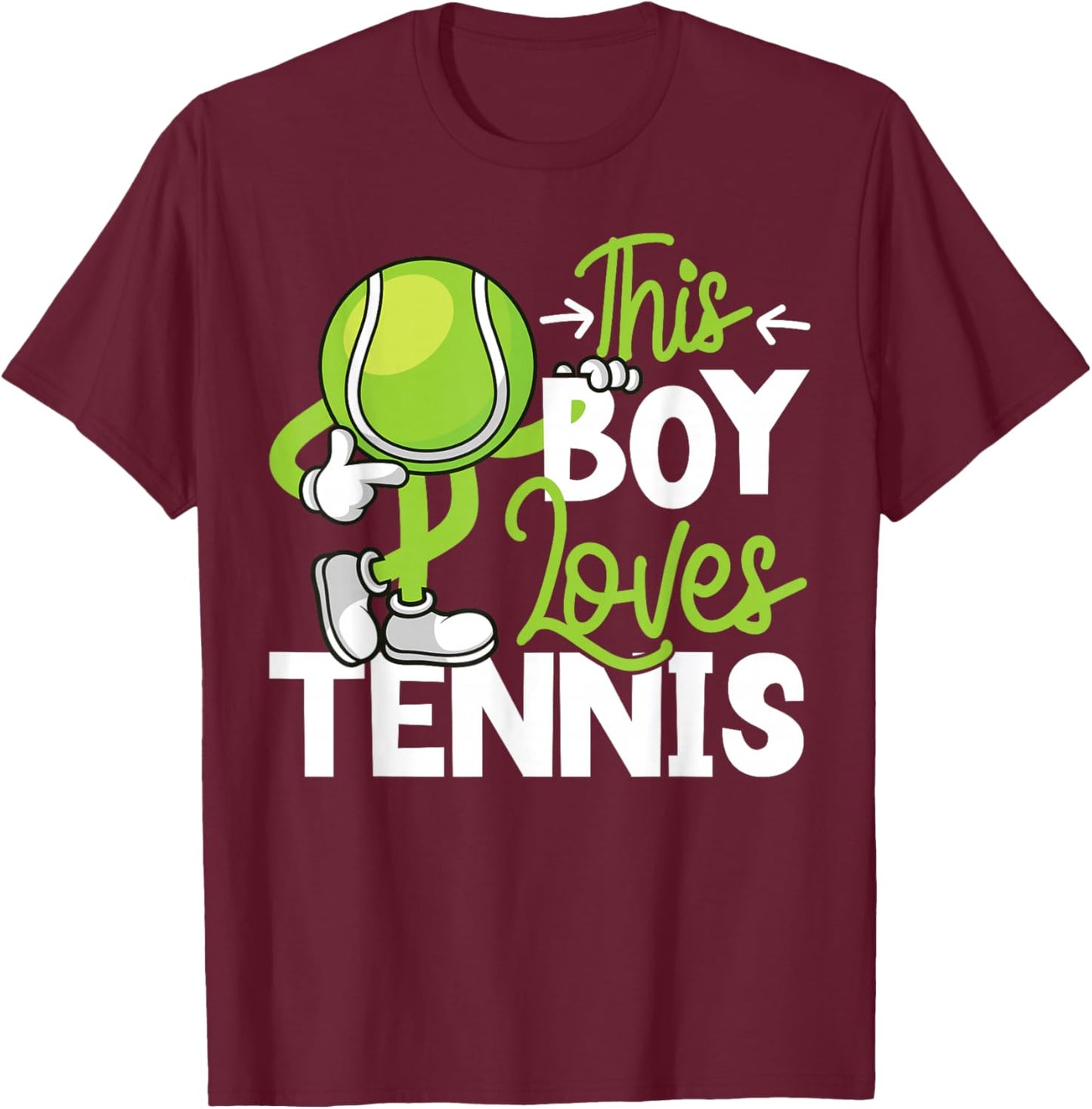 Funny Tennis Player Racket Boy This Boy Loves Tennis T-Shirt - T-Shirt | Maroon