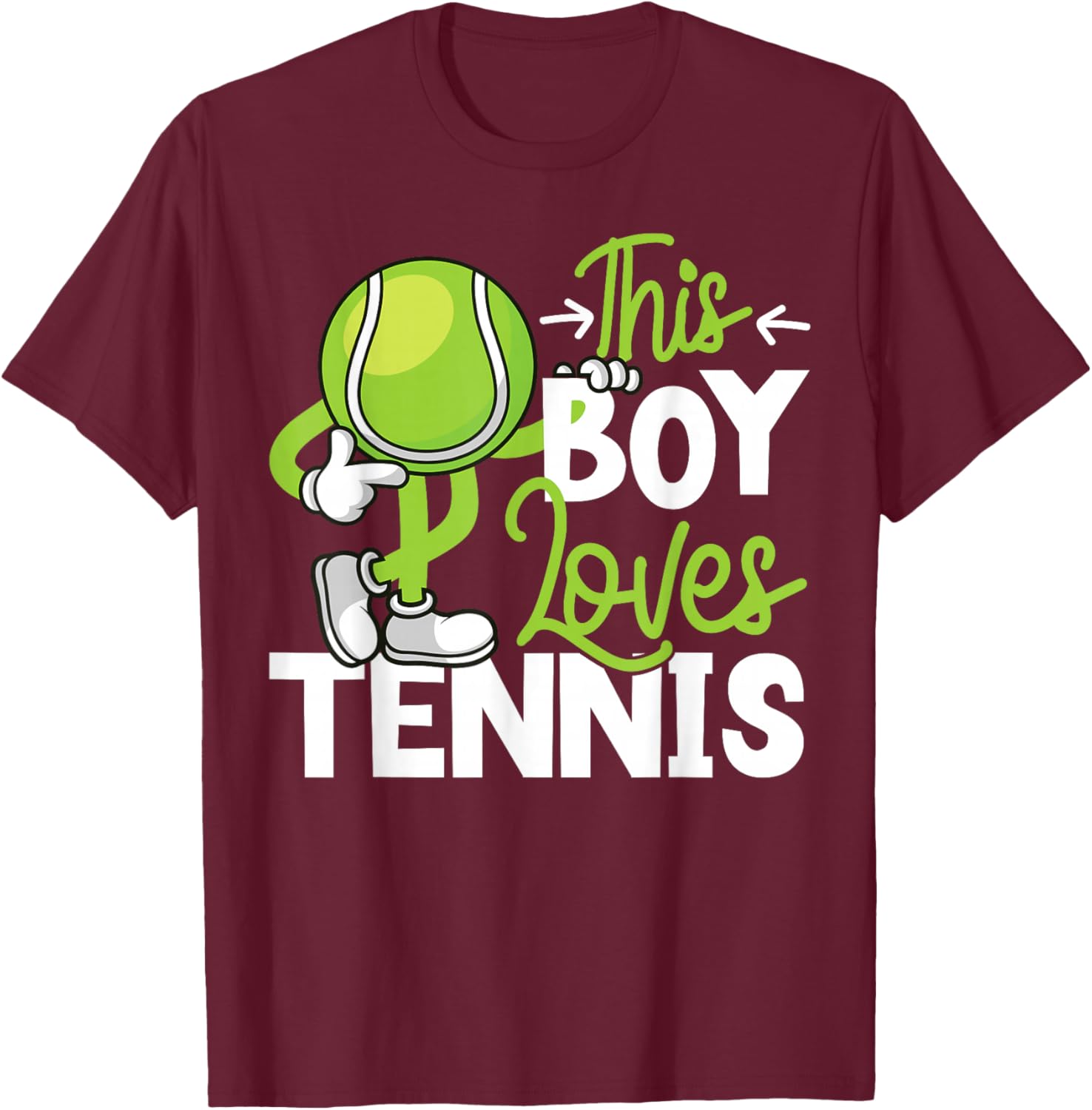 Funny Tennis Player Racket Boy This Boy Loves Tennis T-Shirt - T-Shirt | Maroon