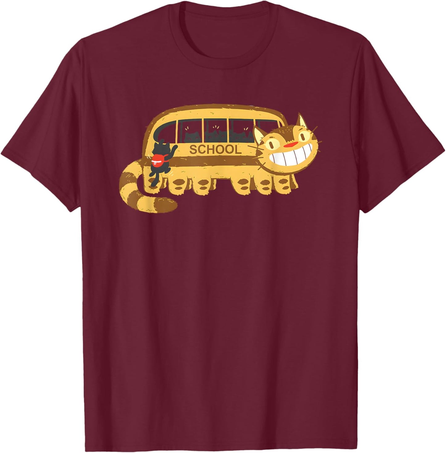 Cats In A Catbus Headed To School Schoolcatbus T-Shirt - T-Shirt | Maroon