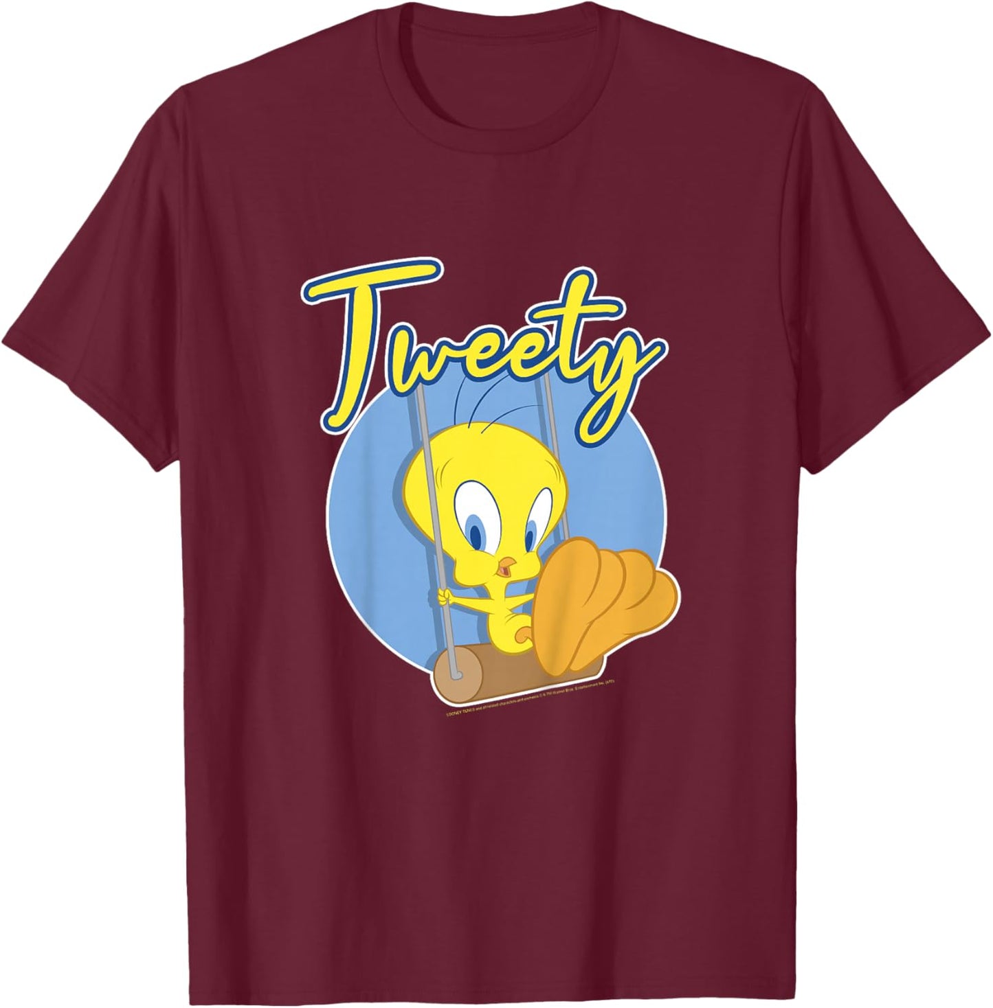 Kids Looney Tunes Youth Tweety Bird Cheeky Swing Vintage Portrait T-Shirt - T-Shirt | Maroon