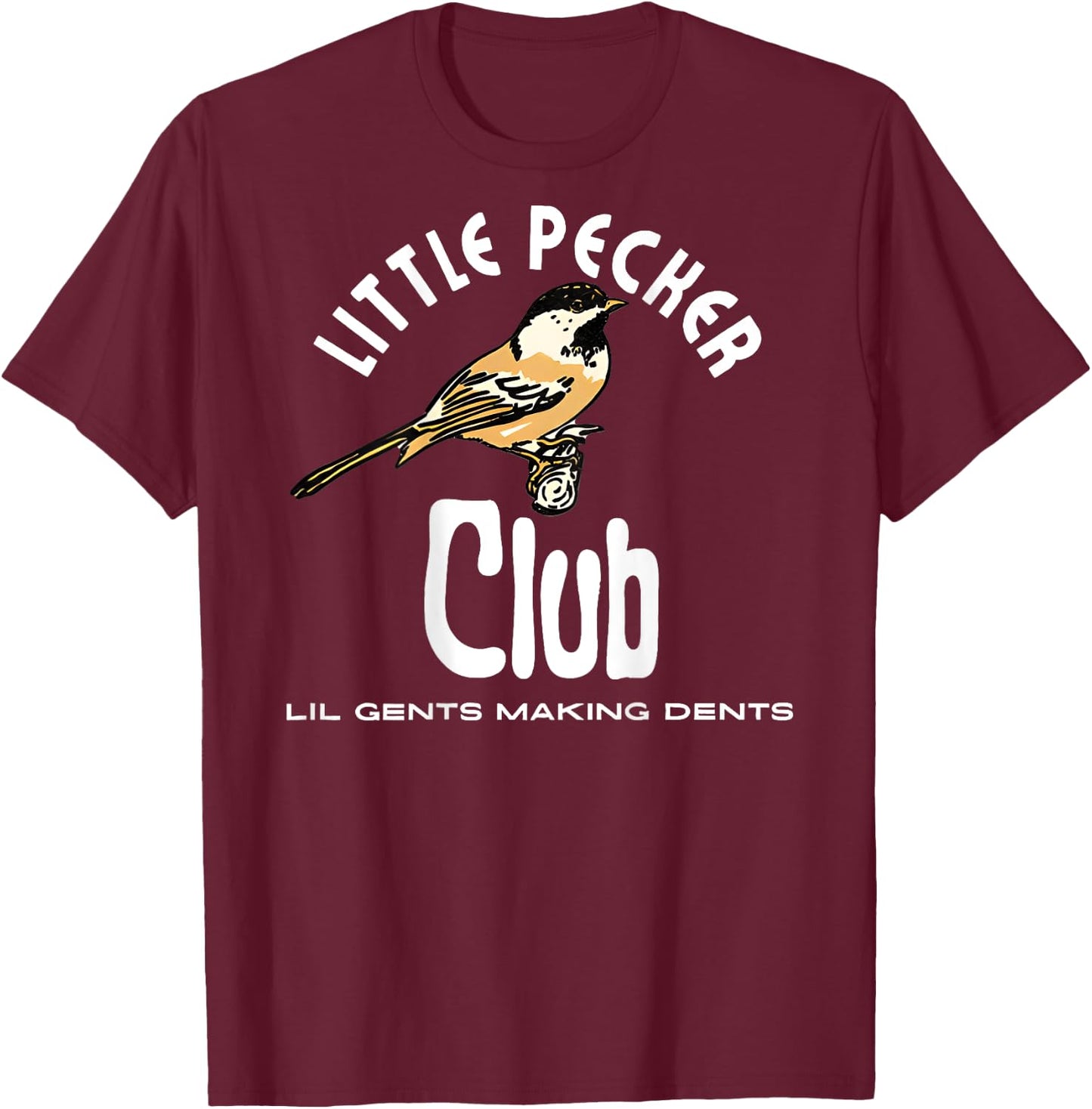 little pecker club Black Humor Club -Adults Small Short Sleeve Loose Fit Polyester 100% Imported T-Shirt - T-Shirt | Maroon