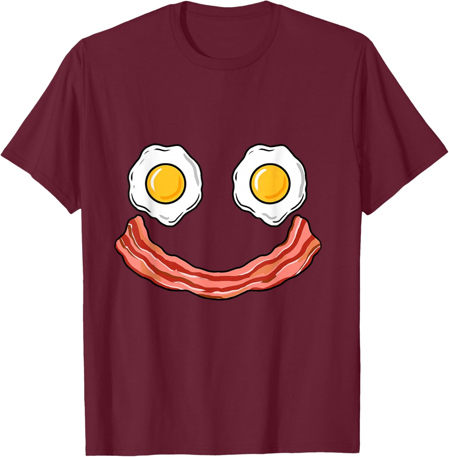 Smiling Egg and Bacon T-Shirt - T-Shirt | Maroon