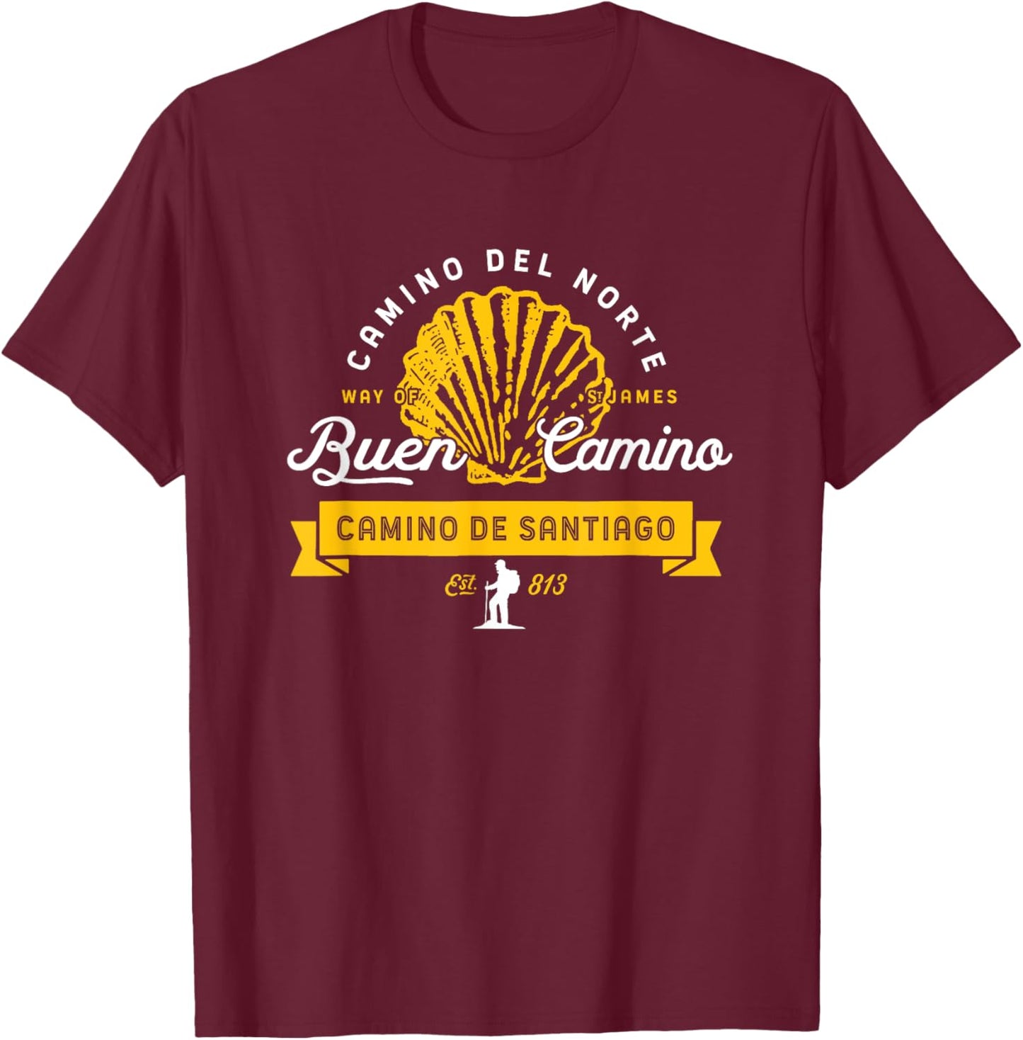 Camino del Norte - El Camino de Santiago T-Shirt - T-Shirt | Maroon