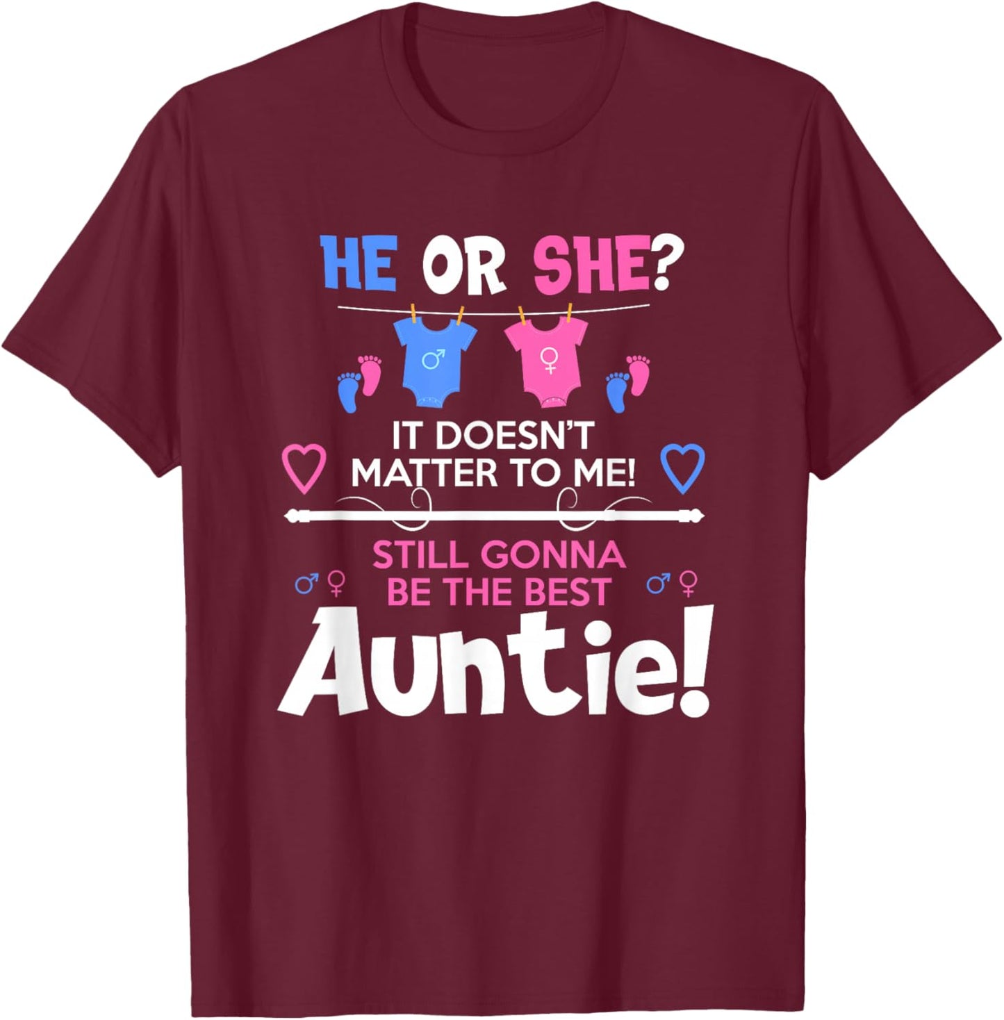 Soon To Be Auntie / Aunt Gender Reveal Boy or Girl T-Shirt - T-Shirt | Maroon