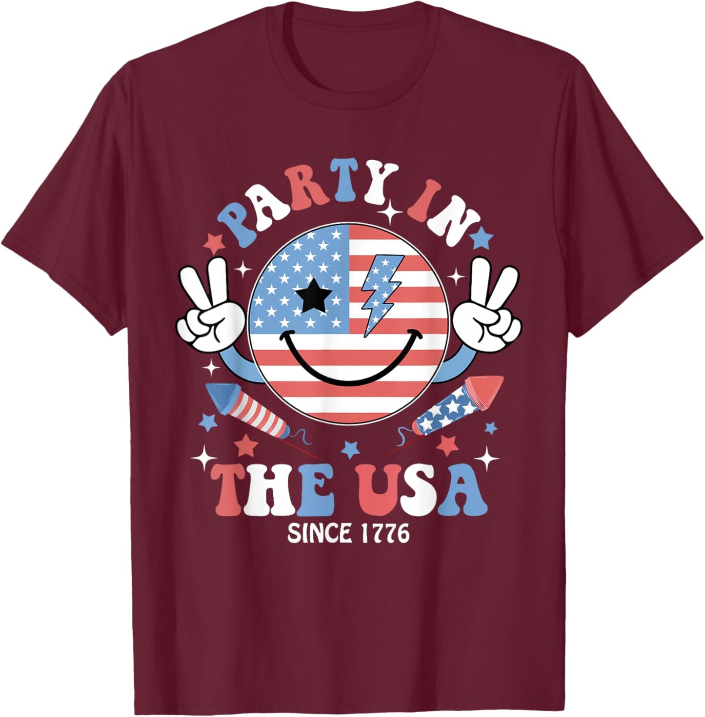 Party in the USA 4th of July Preppy Shirt Women Kids T-Shirt - T-Shirt | Maroon