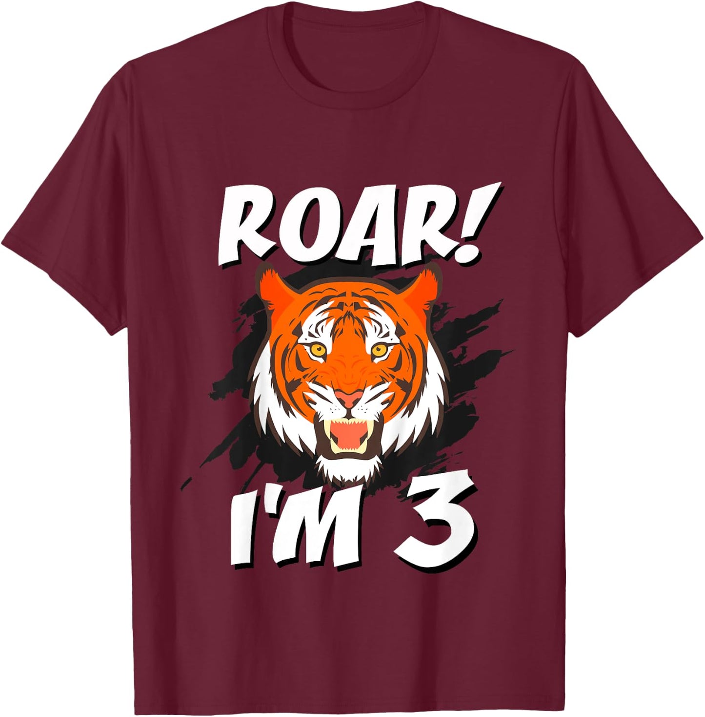 3 Year Old Tiger Birthday Party Tigers Roar Safari 3rd Gift T-Shirt - T-Shirt | Maroon