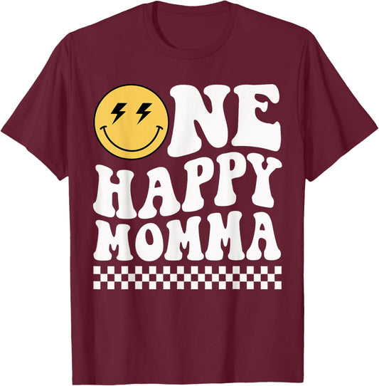 One Happy Dude Momma 1st Birthday Family Matching T-Shirt - T-Shirt | Maroon